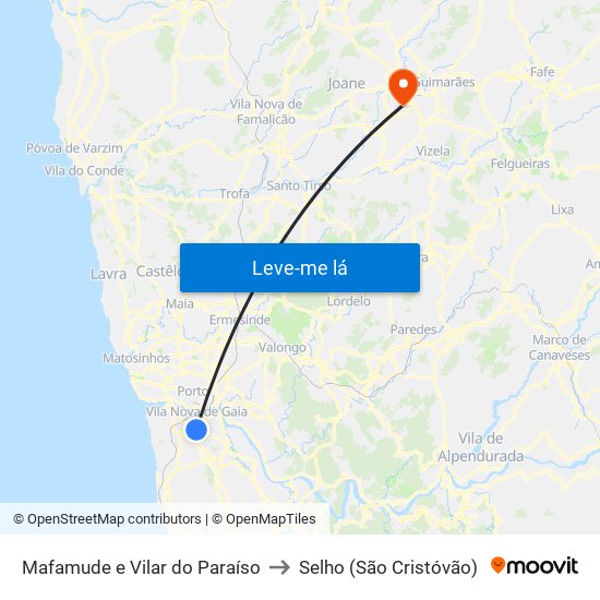 Mafamude e Vilar do Paraíso to Selho (São Cristóvão) map