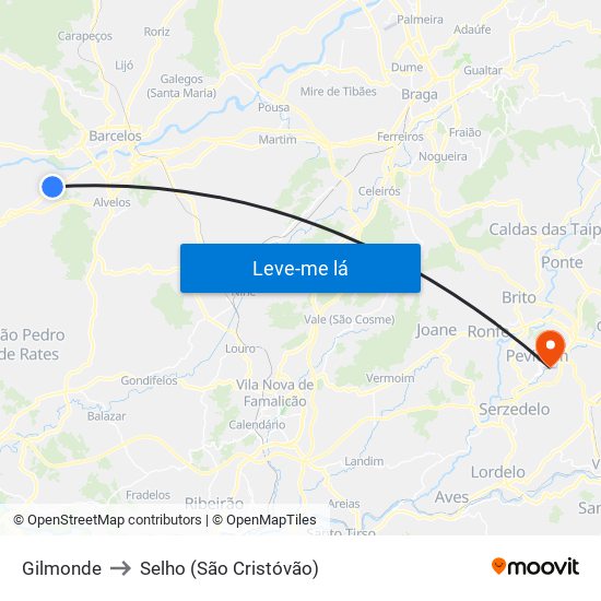Gilmonde to Selho (São Cristóvão) map