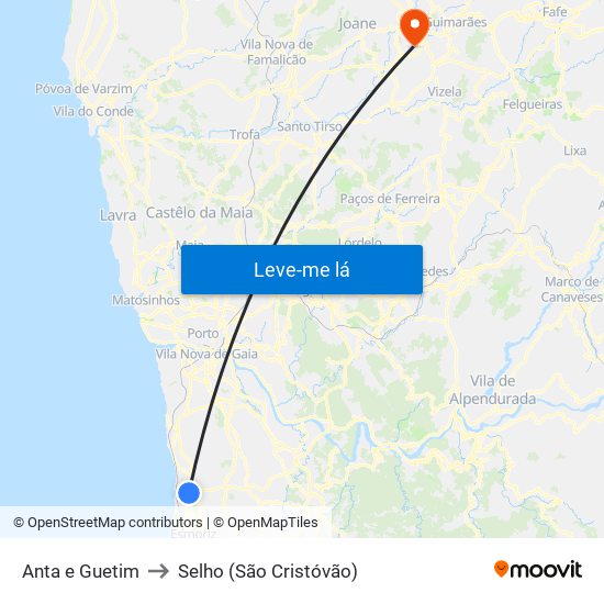 Anta e Guetim to Selho (São Cristóvão) map