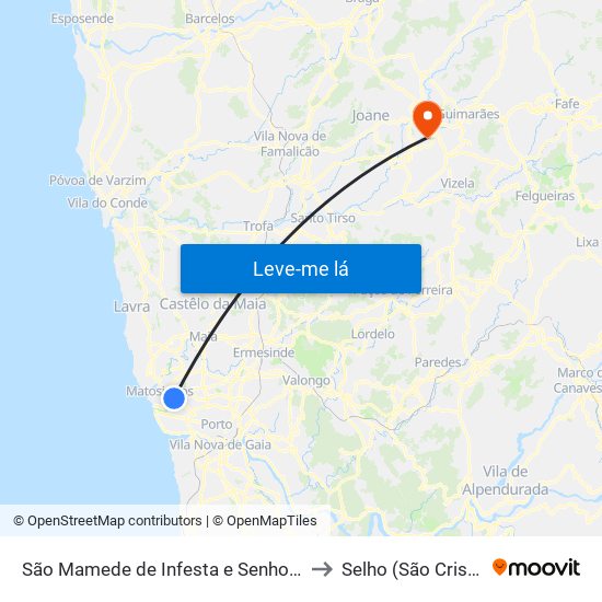 São Mamede de Infesta e Senhora da Hora to Selho (São Cristóvão) map