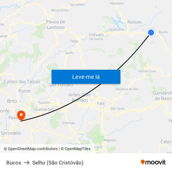 Bucos to Selho (São Cristóvão) map