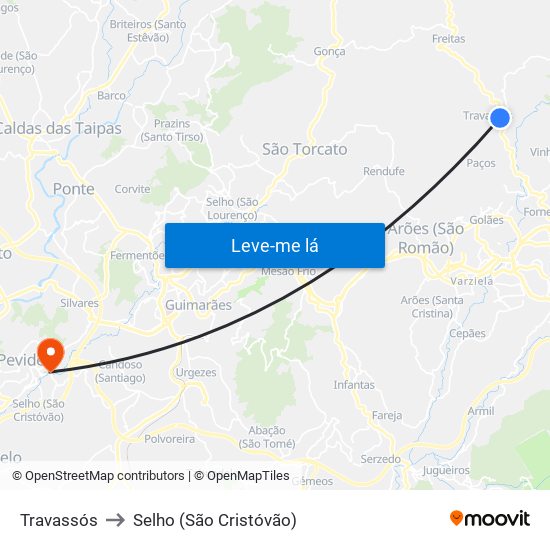 Travassós to Selho (São Cristóvão) map