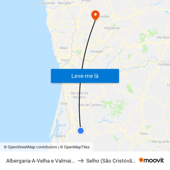 Albergaria-A-Velha e Valmaior to Selho (São Cristóvão) map