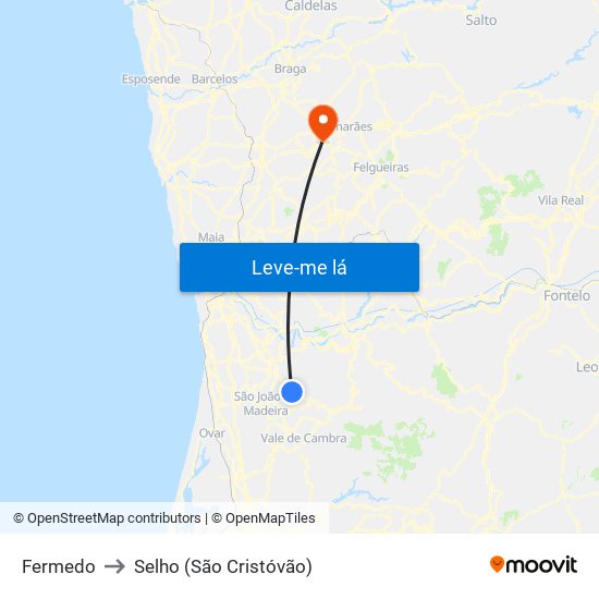 Fermedo to Selho (São Cristóvão) map