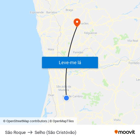 São Roque to Selho (São Cristóvão) map