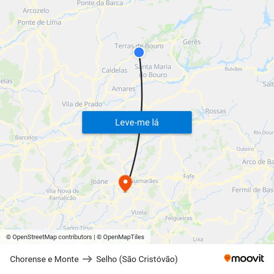 Chorense e Monte to Selho (São Cristóvão) map