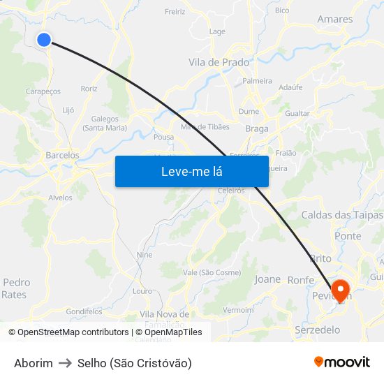 Aborim to Selho (São Cristóvão) map