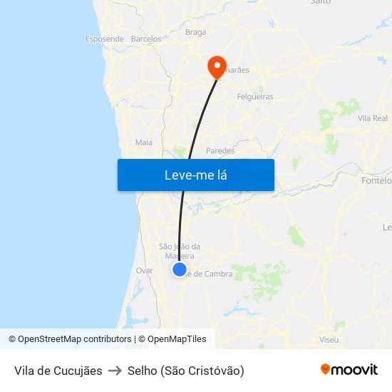 Vila de Cucujães to Selho (São Cristóvão) map