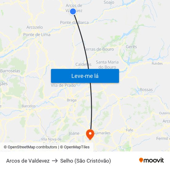 Arcos de Valdevez to Selho (São Cristóvão) map