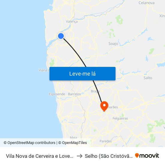 Vila Nova de Cerveira e Lovelhe to Selho (São Cristóvão) map