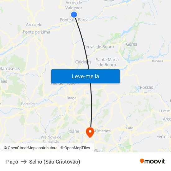 Paçô to Selho (São Cristóvão) map