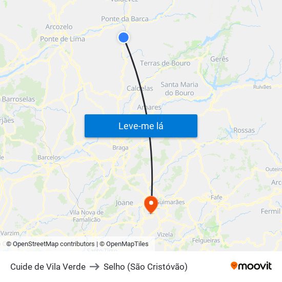 Cuide de Vila Verde to Selho (São Cristóvão) map