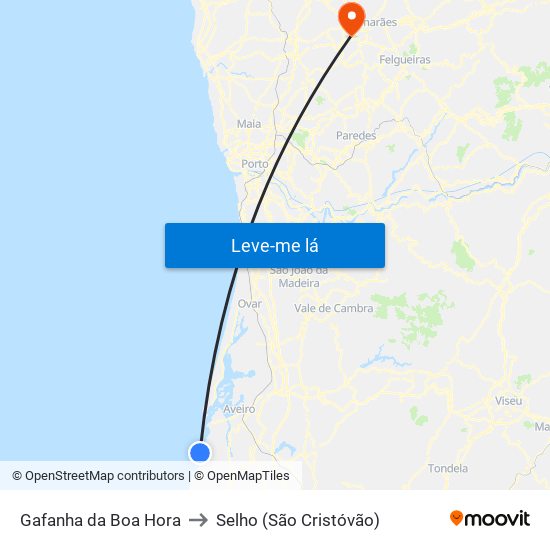 Gafanha da Boa Hora to Selho (São Cristóvão) map