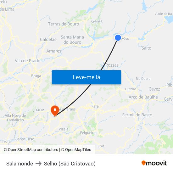 Salamonde to Selho (São Cristóvão) map