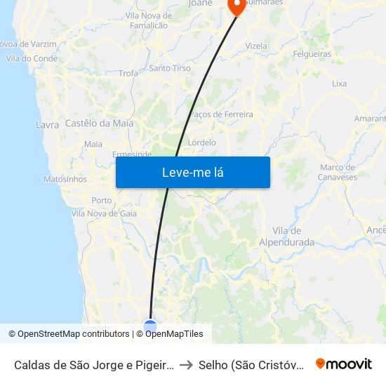 Caldas de São Jorge e Pigeiros to Selho (São Cristóvão) map