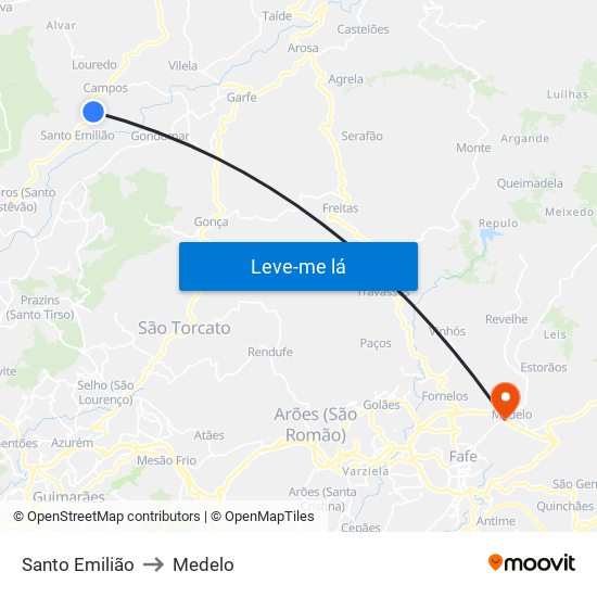 Santo Emilião to Medelo map