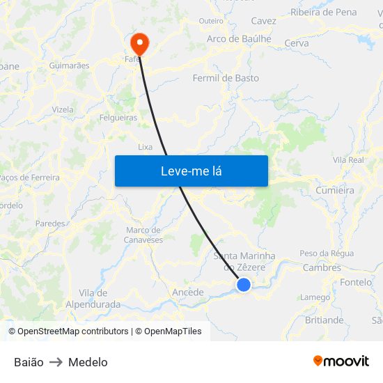 Baião to Medelo map