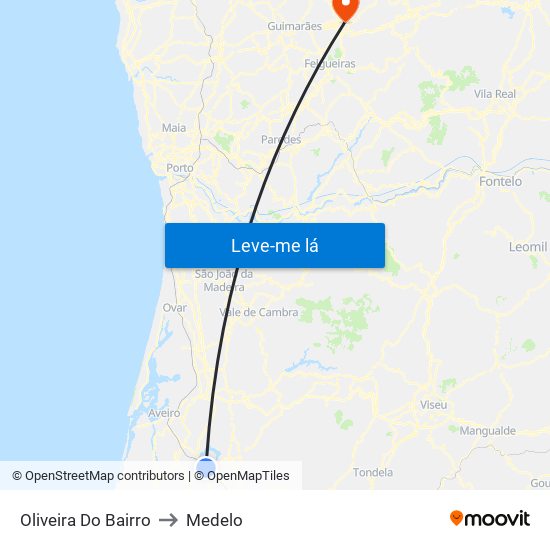 Oliveira Do Bairro to Medelo map