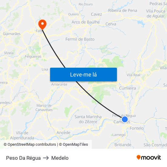 Peso Da Régua to Medelo map