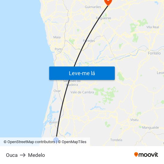 Ouca to Medelo map