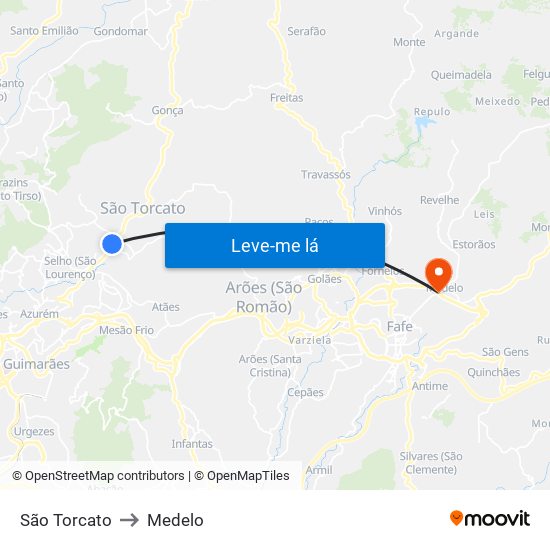 São Torcato to Medelo map