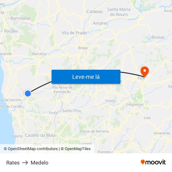 Rates to Medelo map