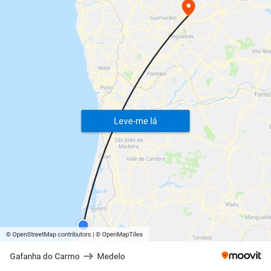 Gafanha do Carmo to Medelo map