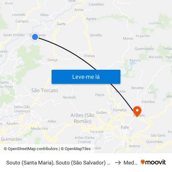 Souto (Santa Maria), Souto (São Salvador) e Gondomar to Medelo map