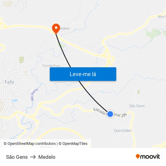 São Gens to Medelo map