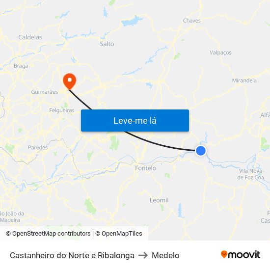 Castanheiro do Norte e Ribalonga to Medelo map