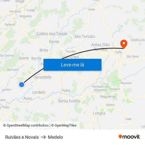 Ruivães e Novais to Medelo map