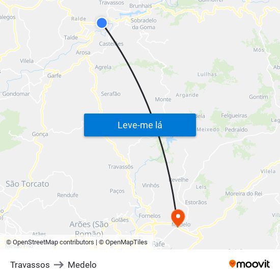 Travassos to Medelo map