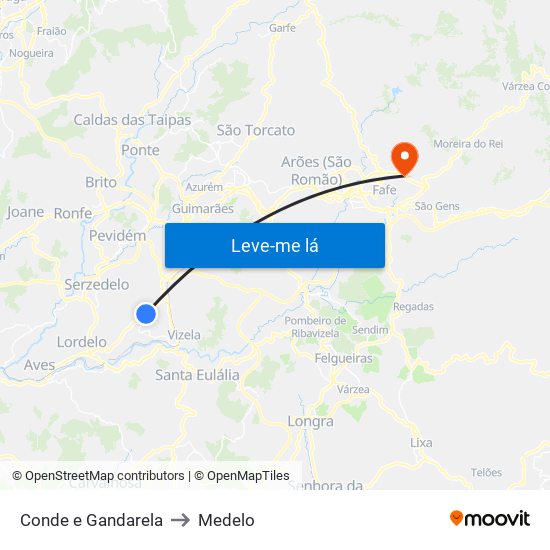 Conde e Gandarela to Medelo map