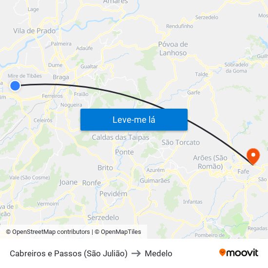 Cabreiros e Passos (São Julião) to Medelo map