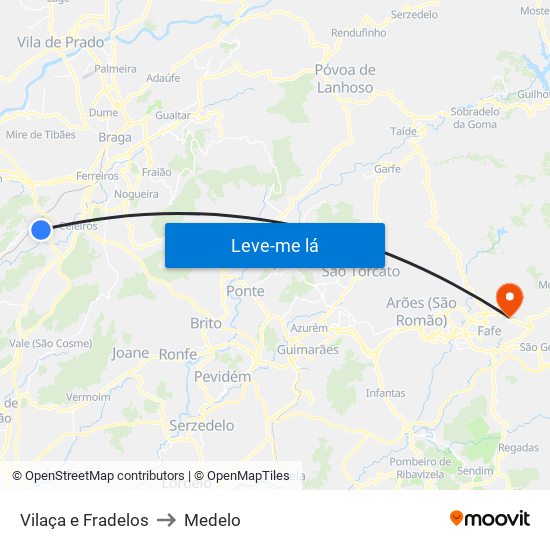 Vilaça e Fradelos to Medelo map
