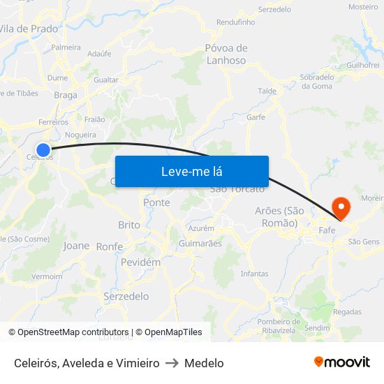 Celeirós, Aveleda e Vimieiro to Medelo map