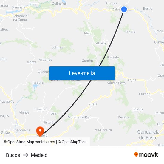 Bucos to Medelo map