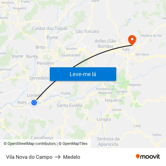 Vila Nova do Campo to Medelo map