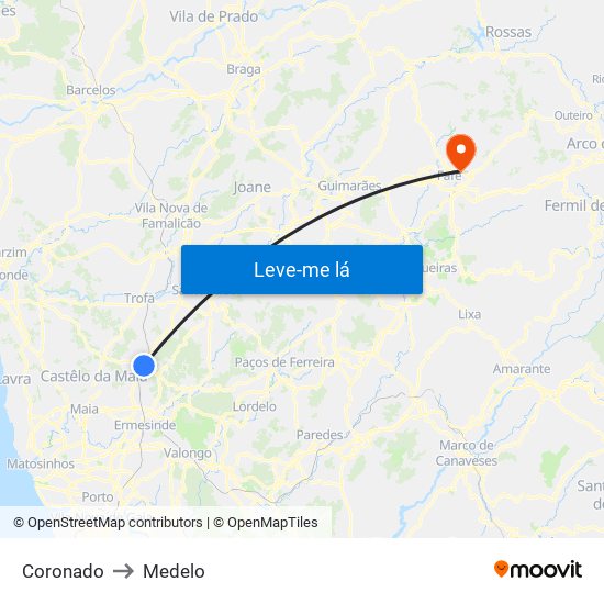 Coronado to Medelo map