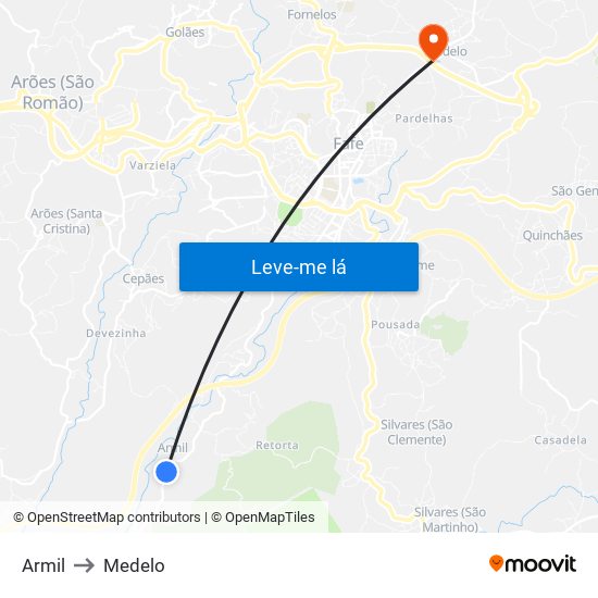 Armil to Medelo map