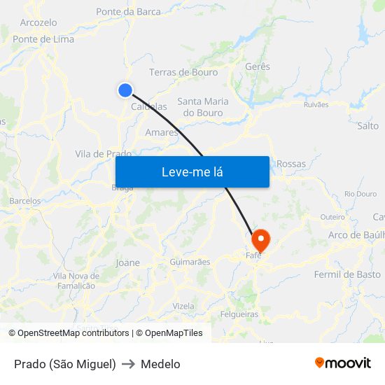 Prado (São Miguel) to Medelo map