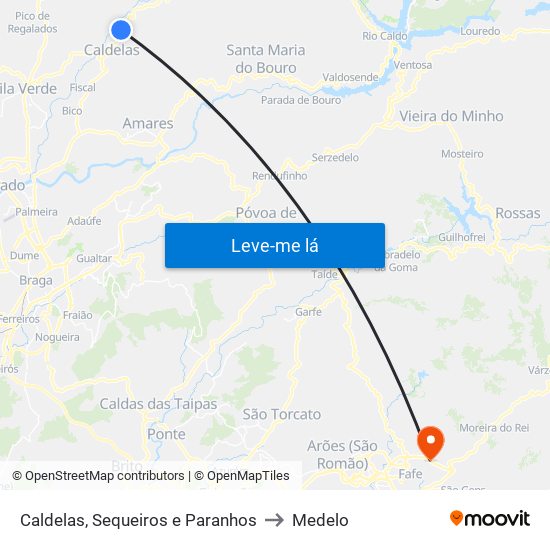 Caldelas, Sequeiros e Paranhos to Medelo map