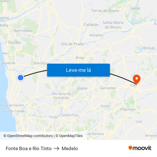 Fonte Boa e Rio Tinto to Medelo map