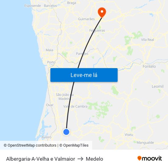 Albergaria-A-Velha e Valmaior to Medelo map