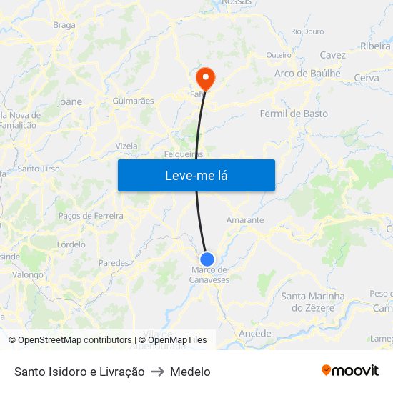 Santo Isidoro e Livração to Medelo map