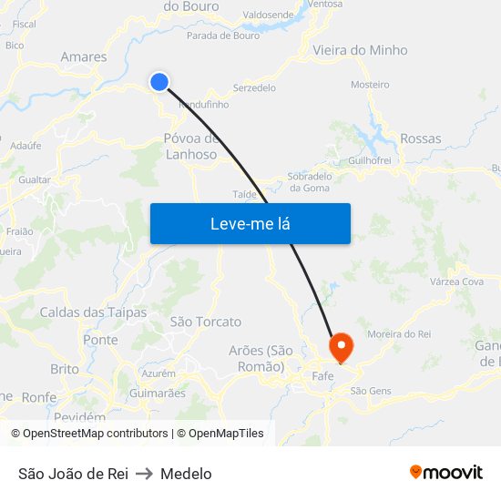 São João de Rei to Medelo map