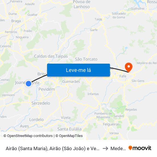 Airão (Santa Maria), Airão (São João) e Vermil to Medelo map