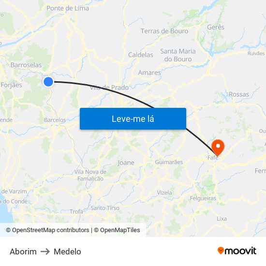 Aborim to Medelo map