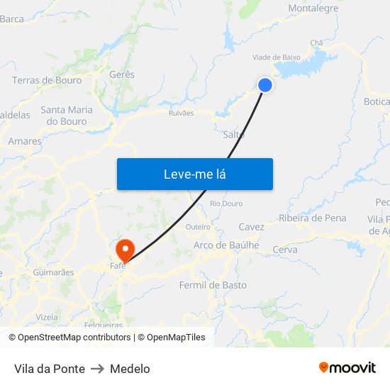 Vila da Ponte to Medelo map