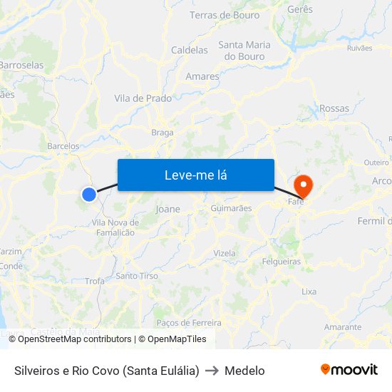 Silveiros e Rio Covo (Santa Eulália) to Medelo map